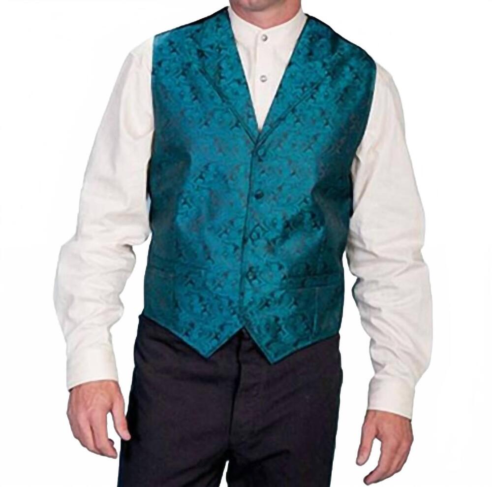 NEW SCULLY classic paisley vest in teal